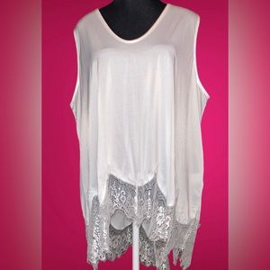 Glitzy Girlz silky high low tank camisole beautiful wide lace hem